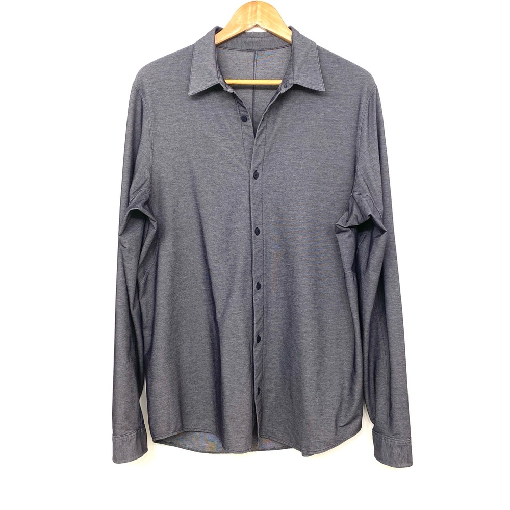 Lululemon Commission Long Sleeve Button Down Shirt Blue / Grey Stretch Men’s L